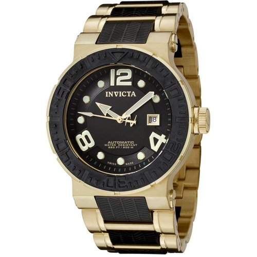Invicta Men's 6770 Reserve Collection Automatic 18k Gold-Plated and Black Polyurethane Watch
