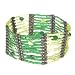 Glass and Brass Beads, Elastic Green Bracelet-Striped "No-sweat Bracelet [Striped - Green]"