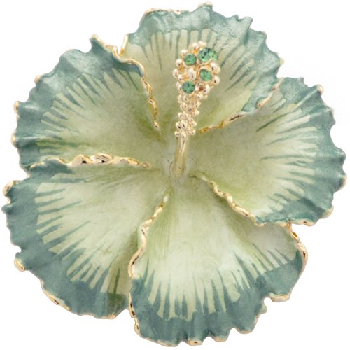 Green Hawaiian Hibiscus Swarovski Crystal Flower pin brooch and Pendant