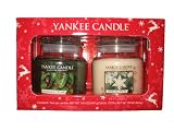 Yankee Candle Company Winter Holiday Jar Candle Set - Gift Box of TWO! Sparkling Snow and Balsam & Cedar
