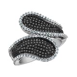 White and Black Diamond Ring 3/4 Carat (ctw) in 10K White Gold