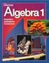 Glencoe Algebra 1: Integration, Applications, Connections