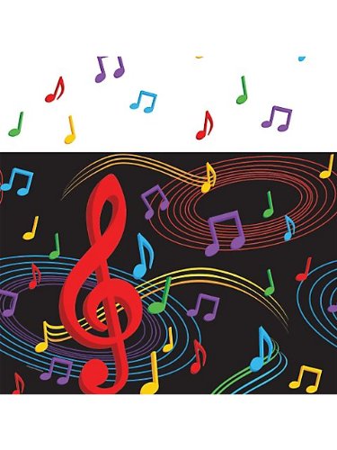 Dancing Music Notes Plastic Tablecover Birthday Dance Party Supply