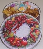 Scott's Cakes Taffy, Pretzel Brittle, and Sassy Peanut Combo in a Christmas Wreath Tin