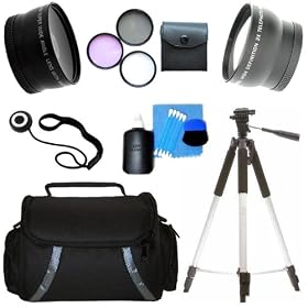 Premium Lens Package for Canon Vixia HF G10 HFG10 HF-G10 Includes Wide Angle Lens + 2X Telephoto Lens + 3Pcs Filter Kit + Case + Tripod And More
