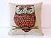 Decorbox Cotton Linen Square Throw Pillow Case Decorative Cushion Cover Pillowcase for Sofa Cute Cartoon Red Owl 18 