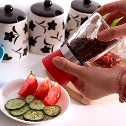 LiviMate High Grips Glass Salt and Pepper Grinder Set (Red)