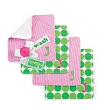 Baby Girl Pink Initial Wash Cloth, 4 Pack, Letter J