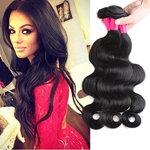 Beauty Human Hair Extensions Brazilian Virgin Hair Body Wave 3 Bundles 12"14"16" Mixed Length Natural Black Hair 3 pcs/lot 300g Total (100g each) 6A Brazilian Virgin Human Hair Extensions Can Be Dyed