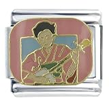 Japanese Girl And Biwa Musical Italian Charms Bracelet Link