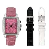 Sartego Unisex Watch with 108 Diamond Bezel Pink Dial Leather Band