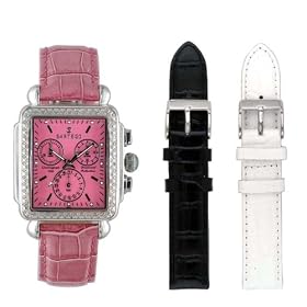 Click here to buy Sartego Unisex Watch with 108 Diamond Bezel Pink Dial Leather Band .