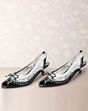 Peep-toe lace slingback