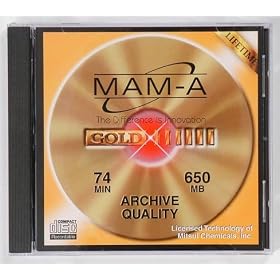 Gold Archive 74 minute CD-R with no logo in jewel case - 10 Pack