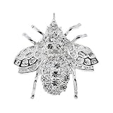 Rhodium Plated (.925) Sterling Silver Cubic Zirconia Bee Pin Brooch Pendant