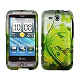 Green Vine Butterfly Rubberized Snap on Design Hard Case Faceplate for Htc  ....