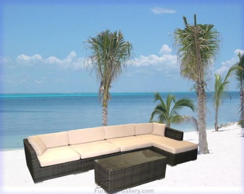New 5 Piece Rattan / Wicker Outdoor Sofa Set + Coffee Table
