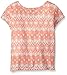 My Michelle Girls' Big Printed Short Sleeve Top with Wrap Front and Fringe Hem