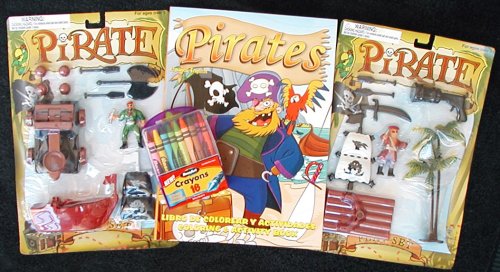 Childrens Toyshop  Toys : Bilingual Pirate Coloring Book, Crayons and Play Set