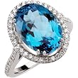 14K White Gold Swiss Blue Topaz and Diamond Ring