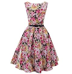 Vintage Cotton/Elastane Halter Floral Print Spring Sweetheart Evening Dress/Prom Dress/Wedding Party Dress 