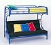 Twin Full Size Futon Metal Bunk Bed with C Style in Blue Finish