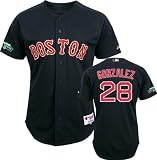 Adrian Gonzalez Jersey: Adult Majestic Navy Authentic Boston Red Sox Jersey with Fenway Park 100th Year Anniversary Patch