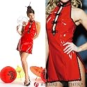 Plus Size Red and Black Vinyl Asian Allure Dress 1x 2x 3x