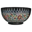 Handmade Decorative Lacquer Bowl with Hand-etched Hand-painted Floral Design (Thailand)