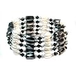 Magnetic Wrap Necklace/Bracelet - Black with Freshwater Pearls - 32'' Length