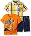 Boyzwear Boys' Little 3 Piece Super Truck Tee and Plaid Shirt Short Set