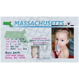 Personalized-Baby-Drivers-License-set-of-20-Birth-Announcement-Massachusetts