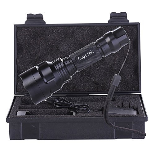 Captink Waterproof Outdoor CREE LED Flashlight with 5 Switch Modes and Rechargeable 18650 Battery, Black by Captink