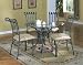 5pc Powder Coated Black Metal Round Dining Table w Scroll Back Chairs Set