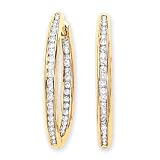14K Yellow Gold 1 ct. Diamond ''In and Out'' Hoop Earrings