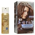 Feria Hair Color #60 Crystal Brown w/ Mini Elnett Hair Spray