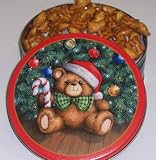 Gourmet Food : Scott's Cakes Peanut Butter Pretzel Nuggets in a Christmas Teddy Bear Tin