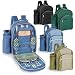 Capri Insulated picnic backpack w/wine duffel & dlx service for 2 Green w/Irish Plaid 470.