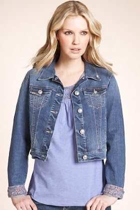 Indigo Collection Cotton Rich Cropped Denim Jacket