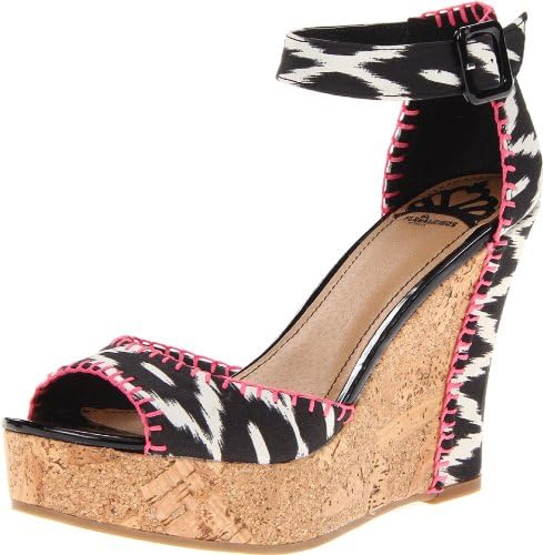 Fergalicious Women's Quiztime Wedge Sandal,Black,8 M US