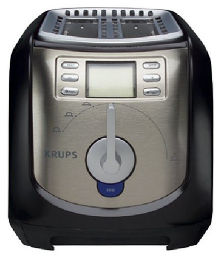Krups FEM3B 2-Slice Digital Toaster, Black and Stainless Steel