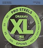 D'Addario EPS165 ProSteels Bass Guitar Strings, Custom Light, 45-105, Long Scale