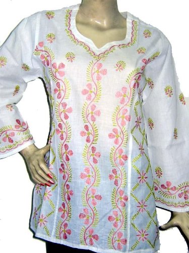Ladies long sleeve cotton embroidered tops / tunics / kurta