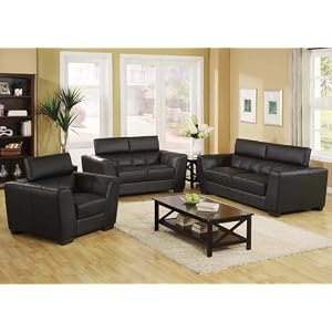 New 3 Pc Contemporary Modern Leather Sofa Set #AC-BECKA