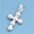 Sterling Silver Pendant - Cross - Beaded Pattern - 37mm Pendant Height