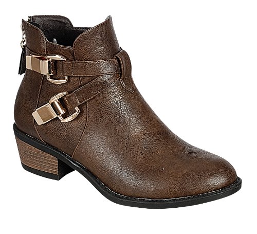 Reneeze BEAUTY-05 Women Fashion Buckle Back Zip Chunky Heel Ankle Bootie
