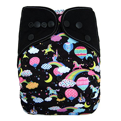 Charcoal Bamboo AIO All In One Cloth Diaper with Pocket (Unicorn)