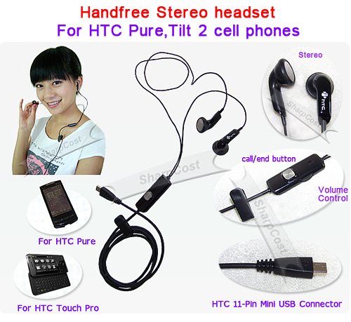 Stereo Handsfree Earphone w Mic for HTC Pure, Tilt 2, Touch , Touch Pro ... etc 51XYdZZQs1L Stereo Handsfree Earphone w Mic for HTC Pure, Tilt 2, Touch , Touch Pro ... etc