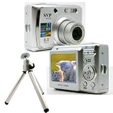 SVP DC-836-Silver 8MP 3x Optical Zoom 2.4 LCD Digital Camera (Free-a Sturdy Tripod)