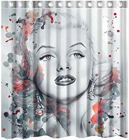 Custom Famouse Star Marilyn Monroe Waterproof Polyester Fabric Bathroom Shower Curtain Standard Size 66(w)x72(h)